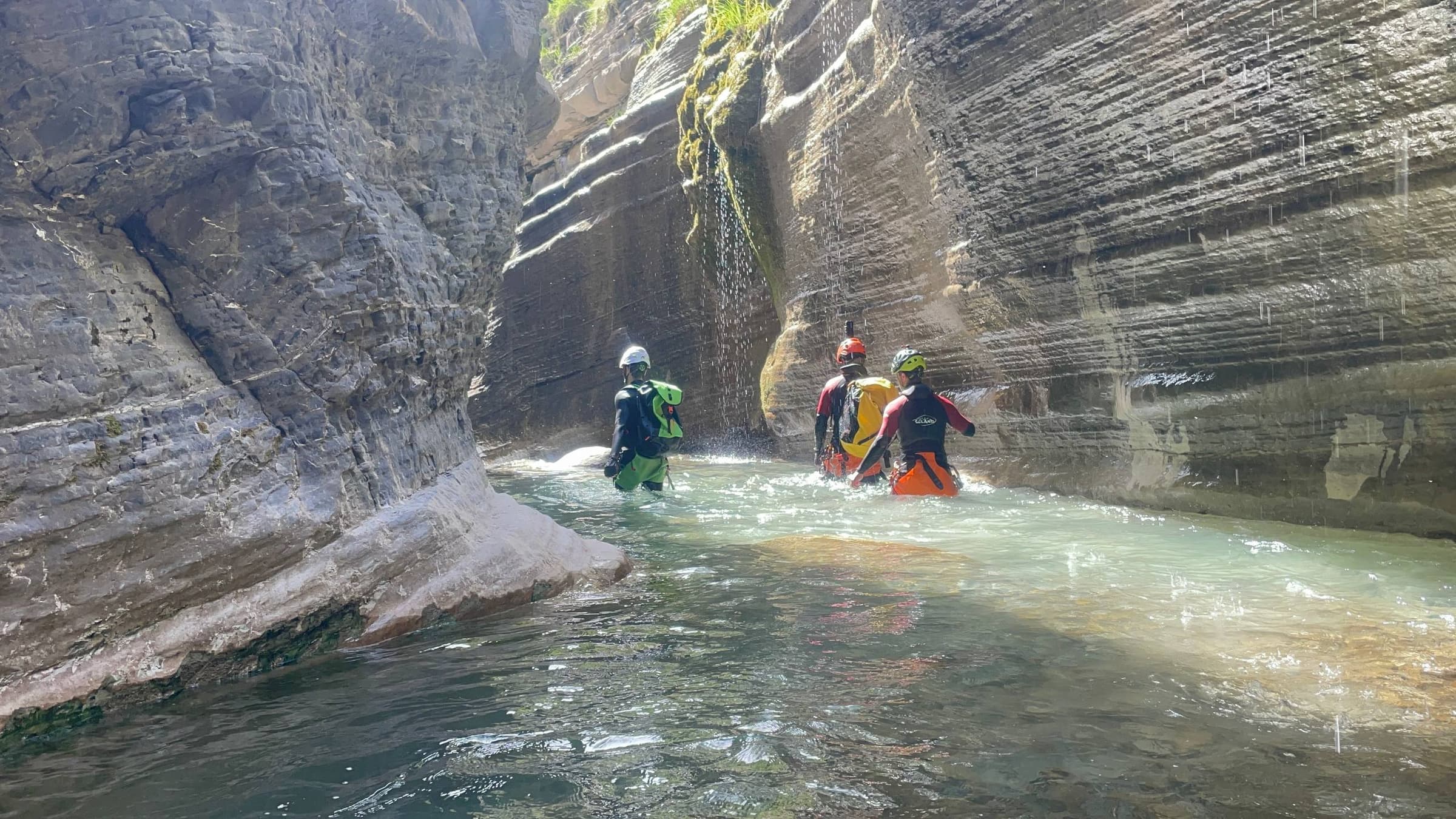 Moving through the narrow gorge sections